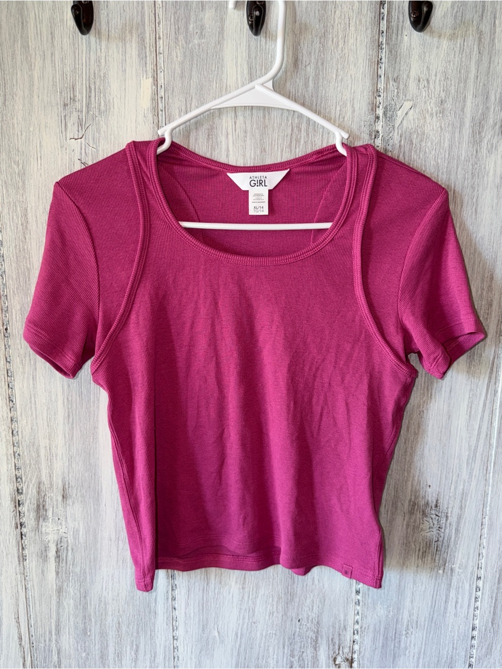 Athleta Girl Raspberry Short Sleeve Crop Top NWOT